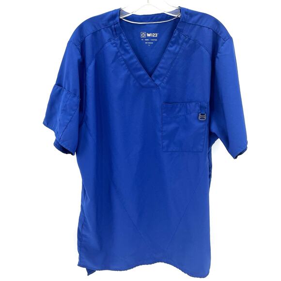 Wonder Wink women’s cobalt blue scrub set. Top L and pants M - Picture 2 of 15